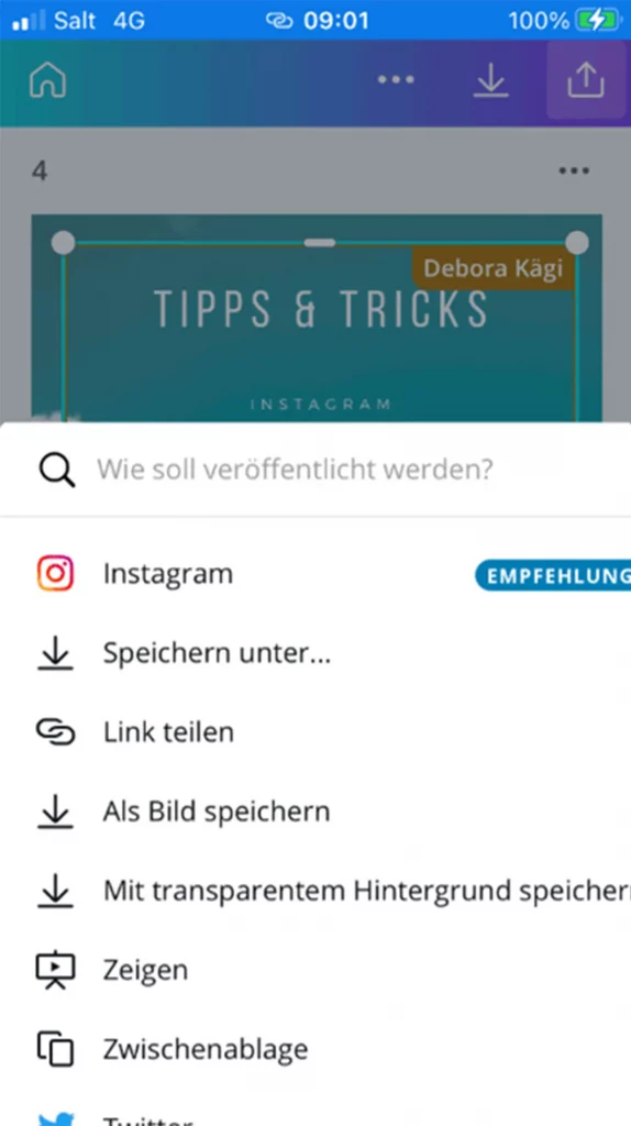 Canva mit Instagram verwenden
