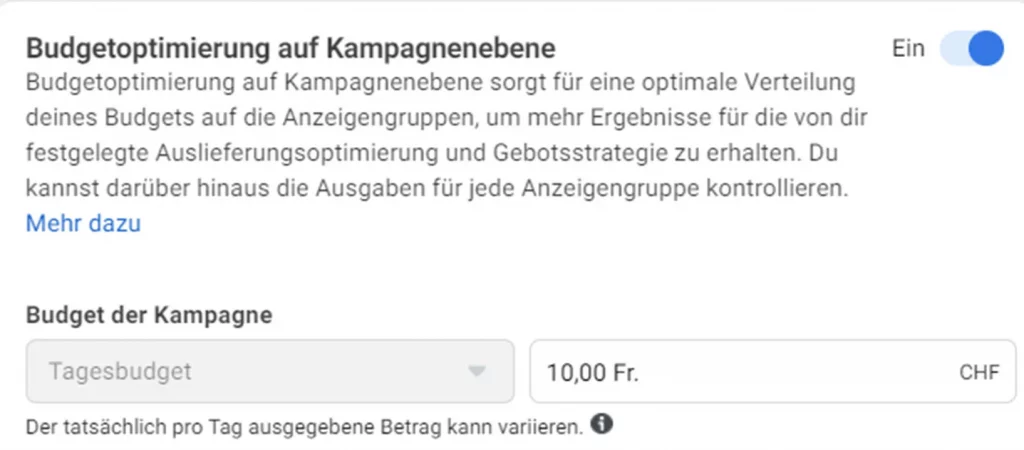 Budget für Ads erstellen