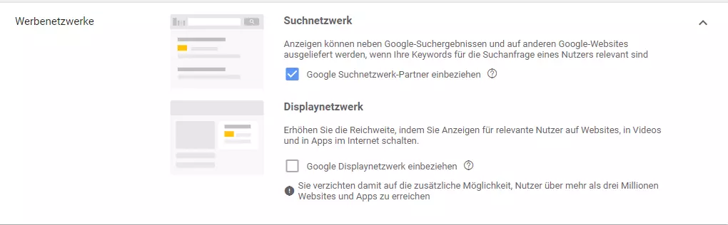 Übersicht der Werbenetzwerke