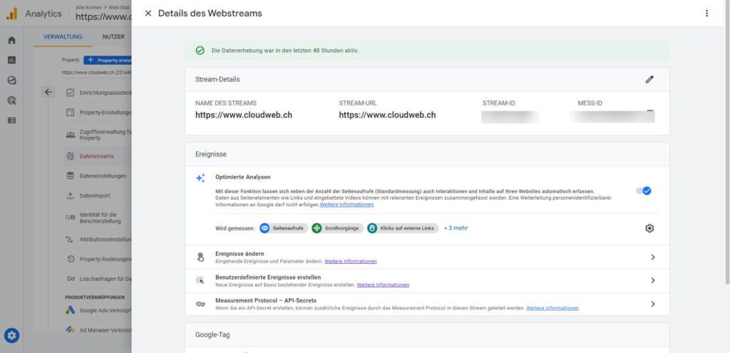 Optimierte Analysen in GA4 sind standardmässig aktiviert
