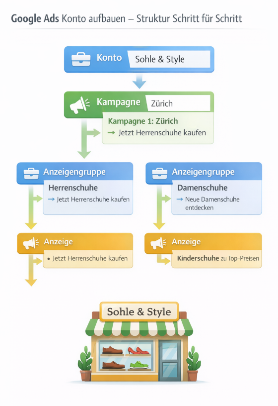 Google Kontoaufbau anhand eines Beispiels erklärt
