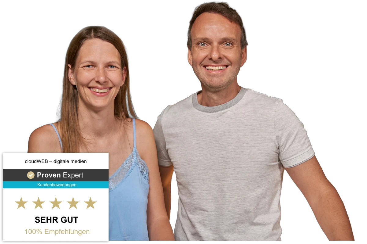 Martina Bernet und Thomas Hasenfratz, Inhaber der cloudWEB Agentur für digitales Marketing für KMU