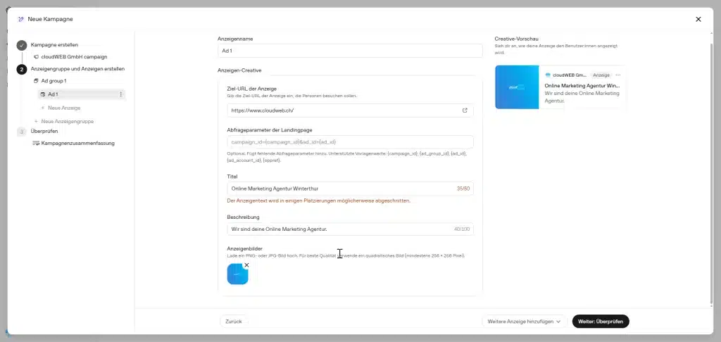 So sieht eine Anzeige bei ChatGPT aus